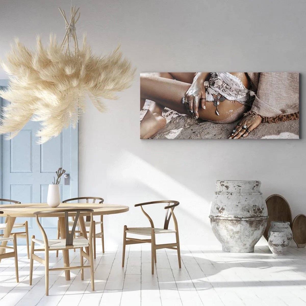 Schilderen op canvas - Door de golven gegooid? - 160x50 cm