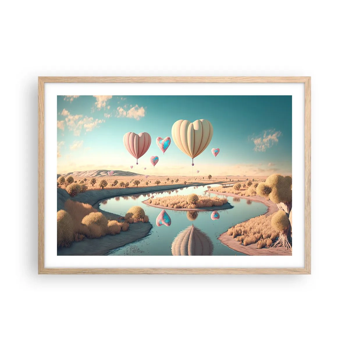 Een poster in een licht eiken lijst - Liefde laat je vliegen - 70x50 cm