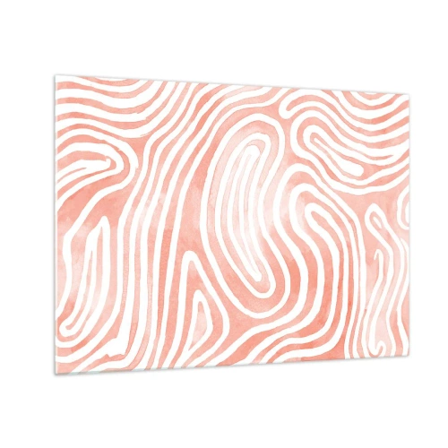 Schilderen op glas - Abstract patroon in witte en koraaltinten - 70x50cm - In het koraallabyrint - Moderne wanddecoratie voor woonkamer en slaapkamer ARTTOR