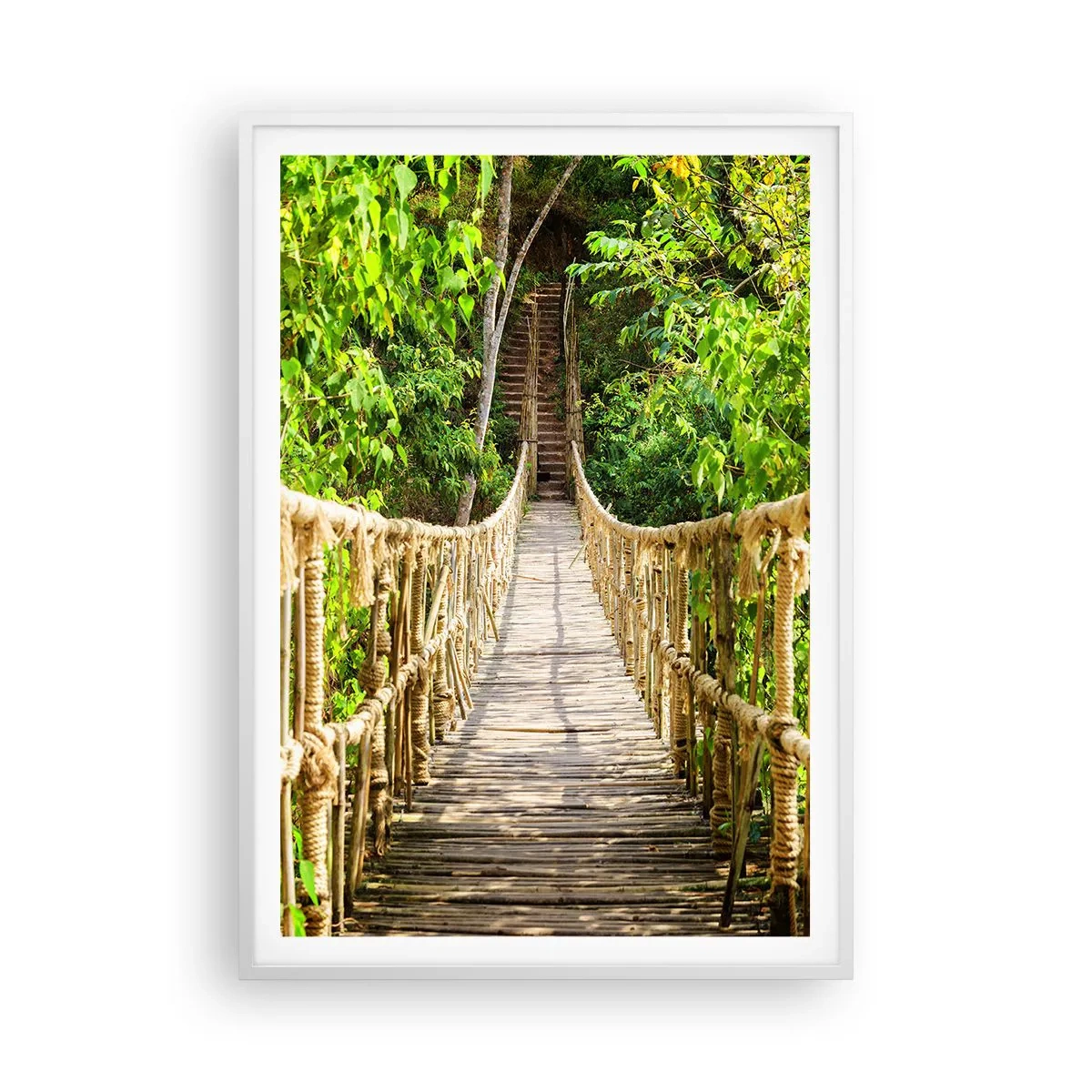 Poster in een witte lijst - Opgeschort in het groen - 70x100 cm