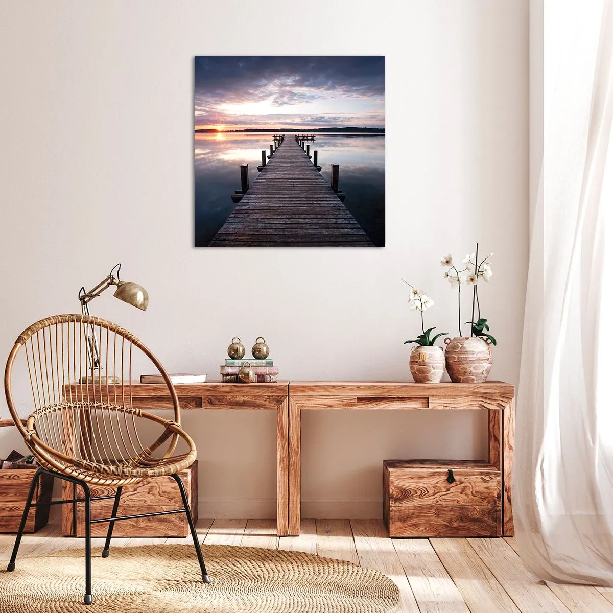 Schilderen op canvas - Een rustige grens tussen dag en nacht - 70x70 cm