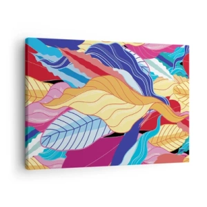 Schilderen op canvas - Levendig gekleurde bladeren creëren een dynamische compositie - 70x50cm - Een kleurrijke puinhoop - Moderne wanddecoratie voor woonkamer en slaapkamer ARTTOR