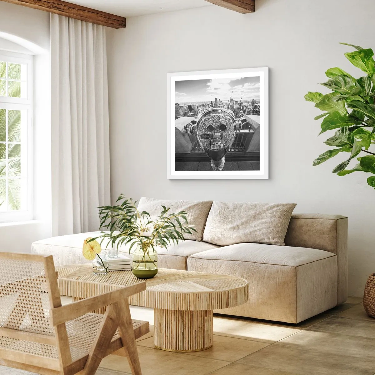 Poster in een witte lijst - Stad boven de steden - 30x30 cm