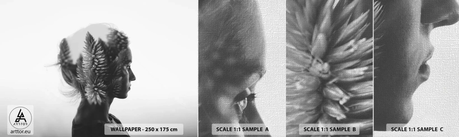 Fotobehang Monster Premium Canvas - Vrouwe van het dennenbos - Abstractie, Vrouw, Deel - 100x30 cm