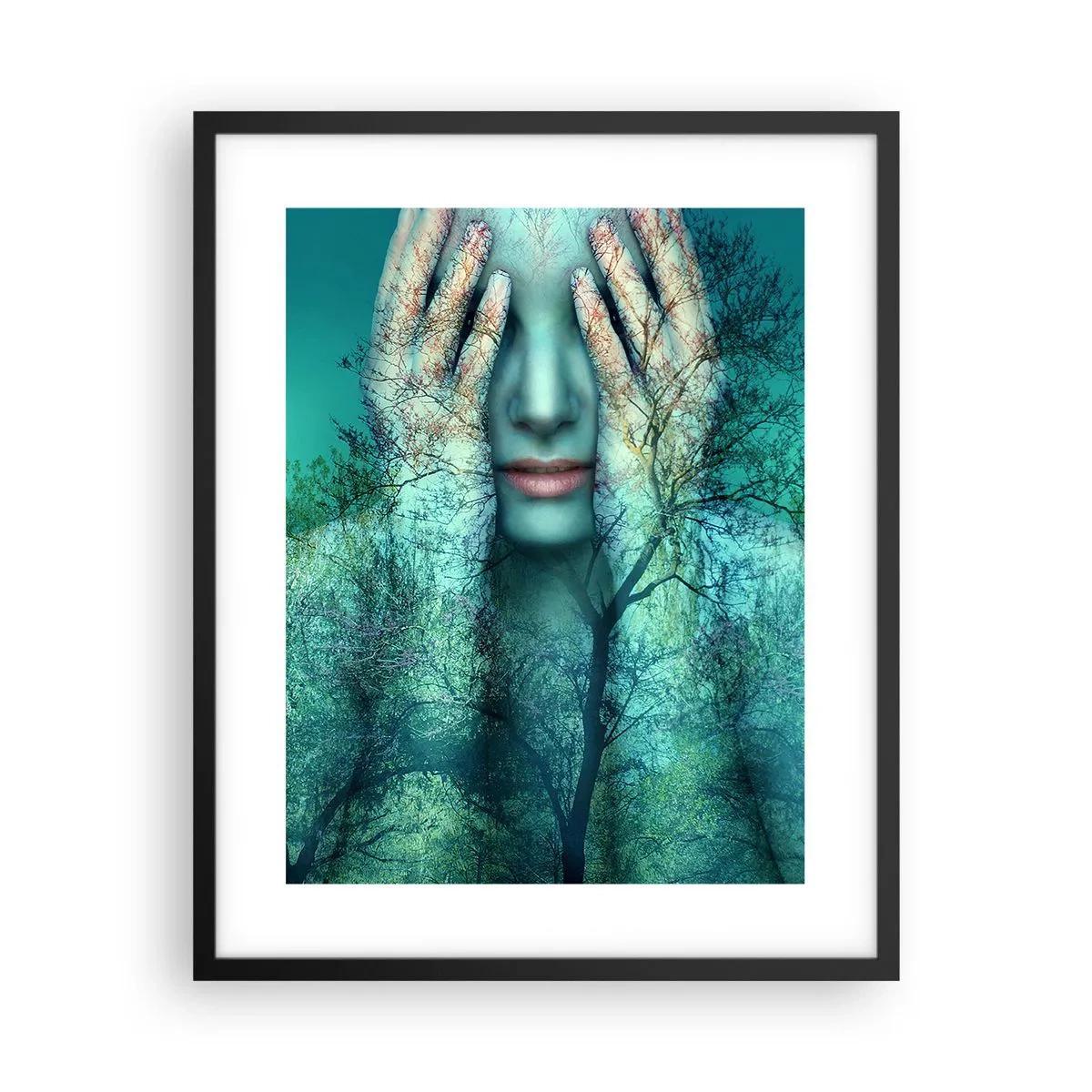 Poster in een zwarte lijst - Ondergedompeld in blauw - 40x50 cm