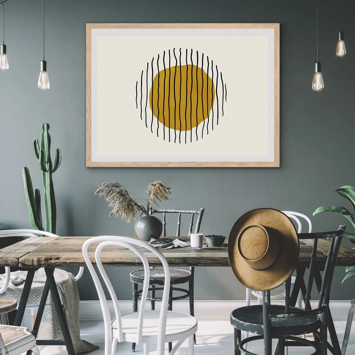 Een poster in een licht eiken lijst - Abstractie trillend van warmte - 91x61 cm