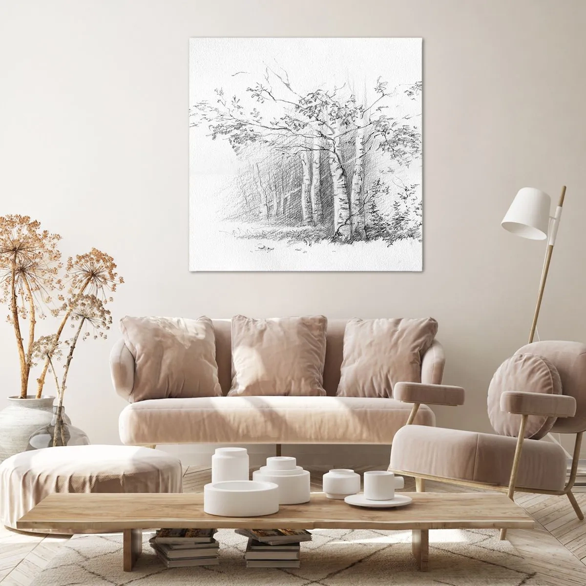 Schilderen op canvas - Het licht van het berkenbos - 60x60 cm