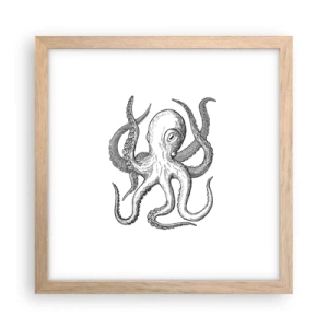 Een poster in een licht eiken lijst - Dansend met de golven - 30x30 cm