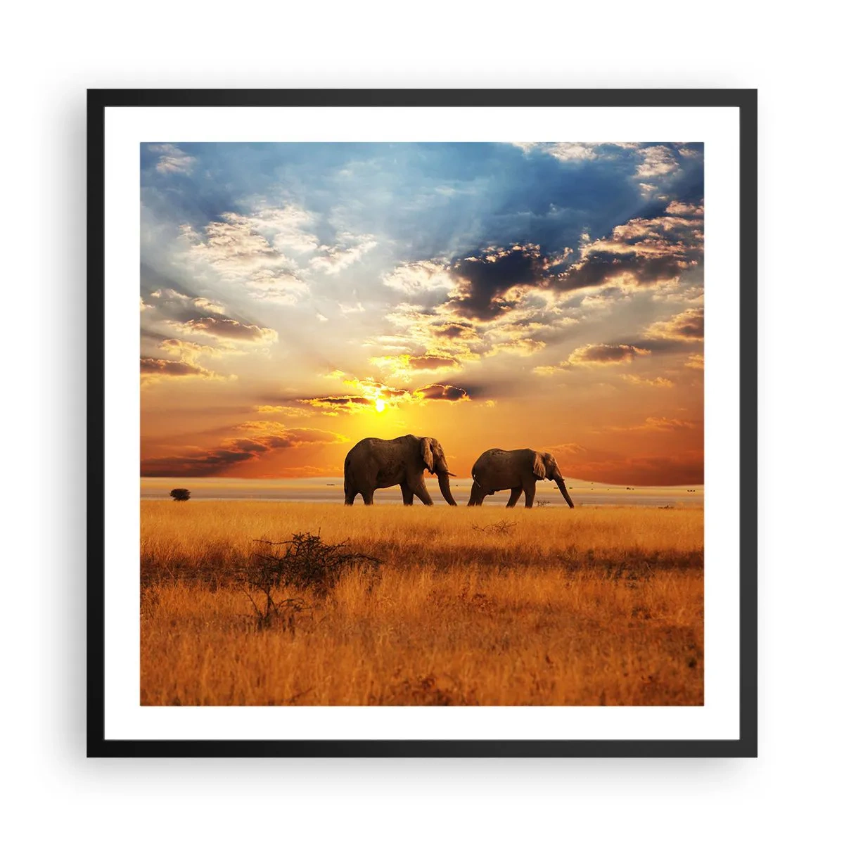 Poster in een zwarte lijst - Familie wandeling - 60x60 cm