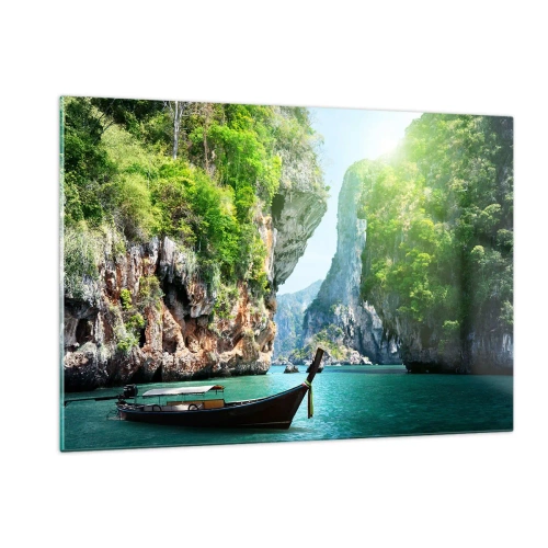 Schilderen op glas - Een uitnodiging voor een exotische reis - 120x80 cm
