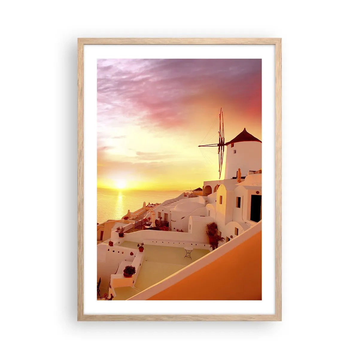 Een poster in een licht eiken lijst - Spreiden in wit en goud  - 50x70 cm