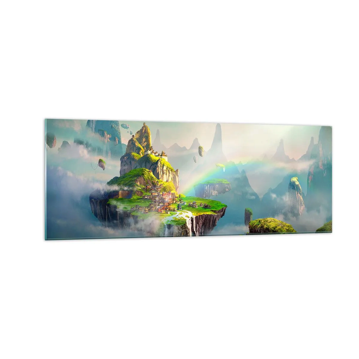 Schilderen op glas - Midden in de lucht - gelukkige eilanden - 140x50 cm