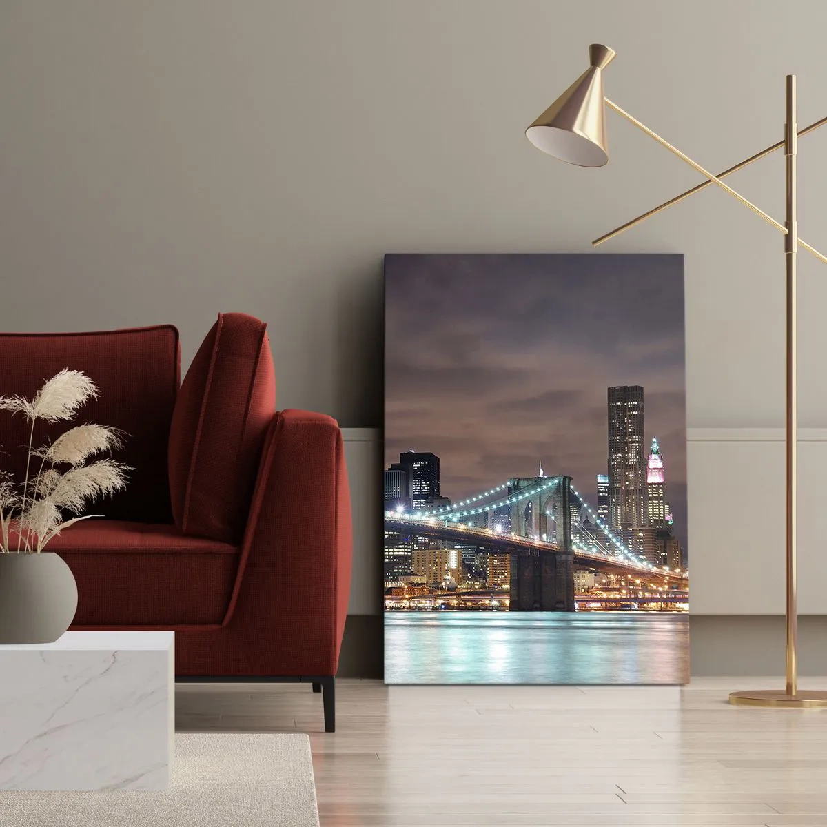 Schilderen op canvas - Lichten van een grote stad - 45x80 cm