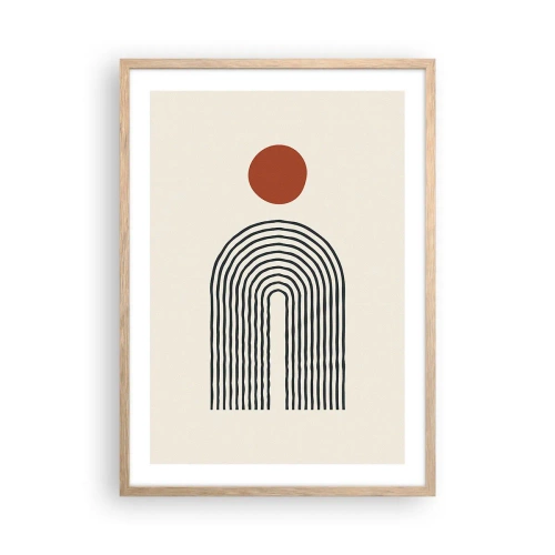 Een poster in een licht eiken lijst - Magnetisme van vormen en kleuren - 50x70 cm