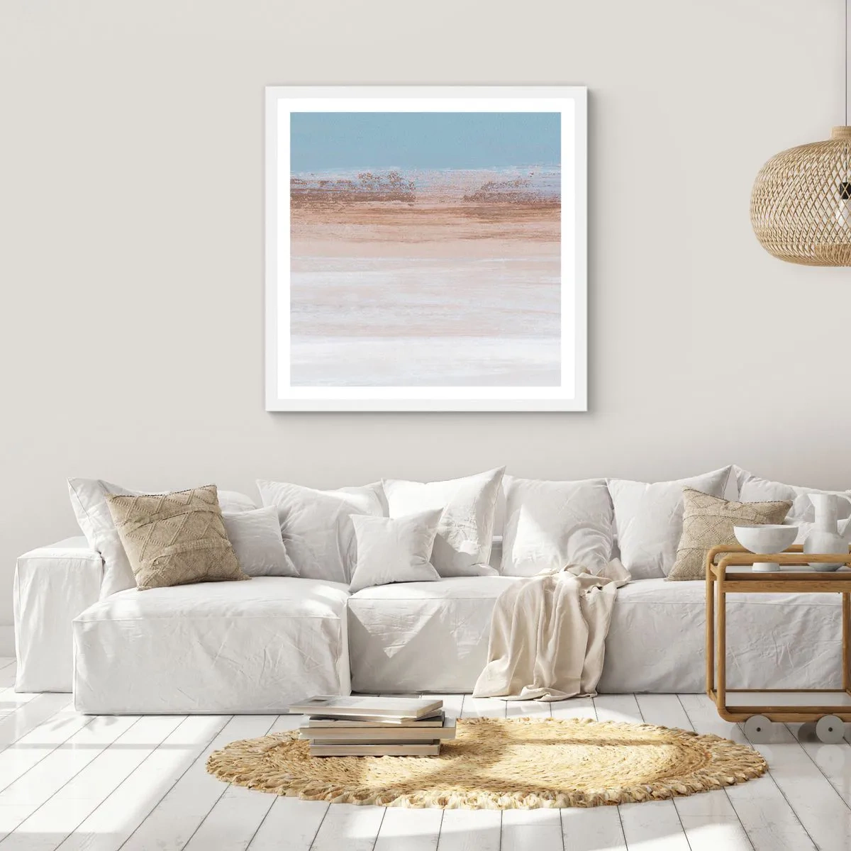 Poster in een witte lijst - Dubbelzinnig landschap - 60x60 cm