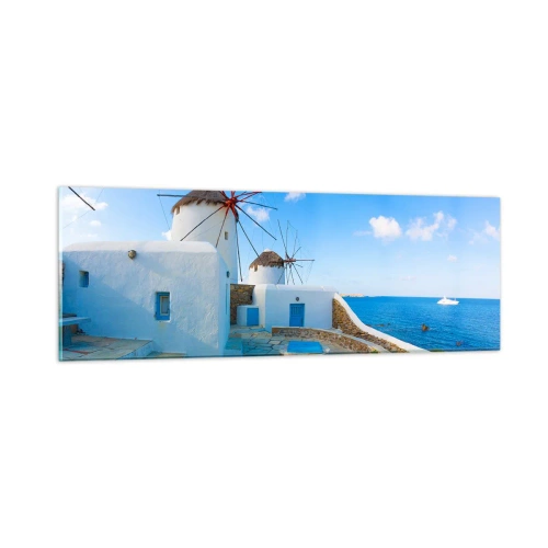 Schilderen op glas - De blauwe wind uit de zee - 90x30 cm