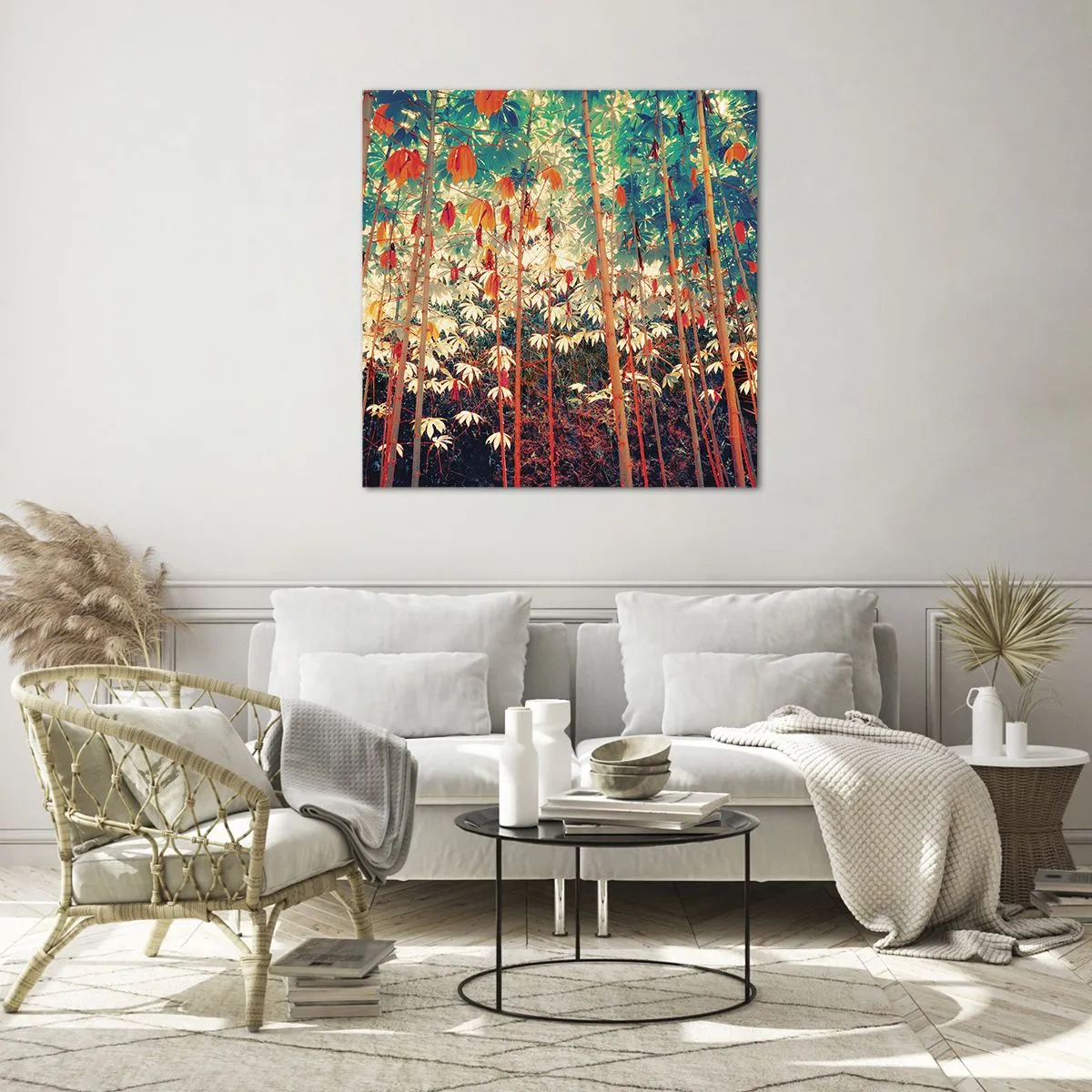 Schilderen op glas - Het geheime leven van de bladeren - 60x60 cm
