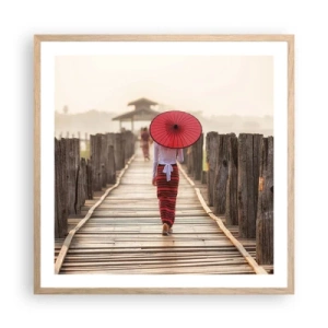 Een poster in een licht eiken lijst - Op de oude brug - 60x60 cm