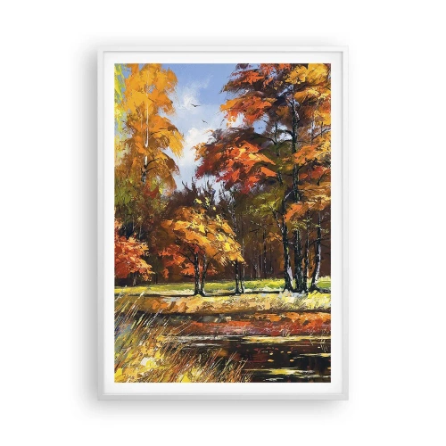 Poster in een witte lijst - Landschap in goud en brons - 70x100 cm