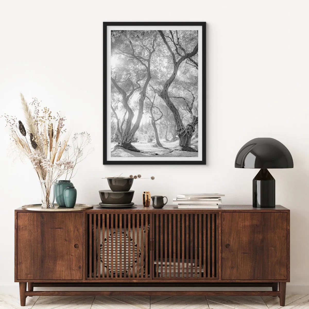 Poster in een zwarte lijst - In de olijfboomgaard - 40x50 cm