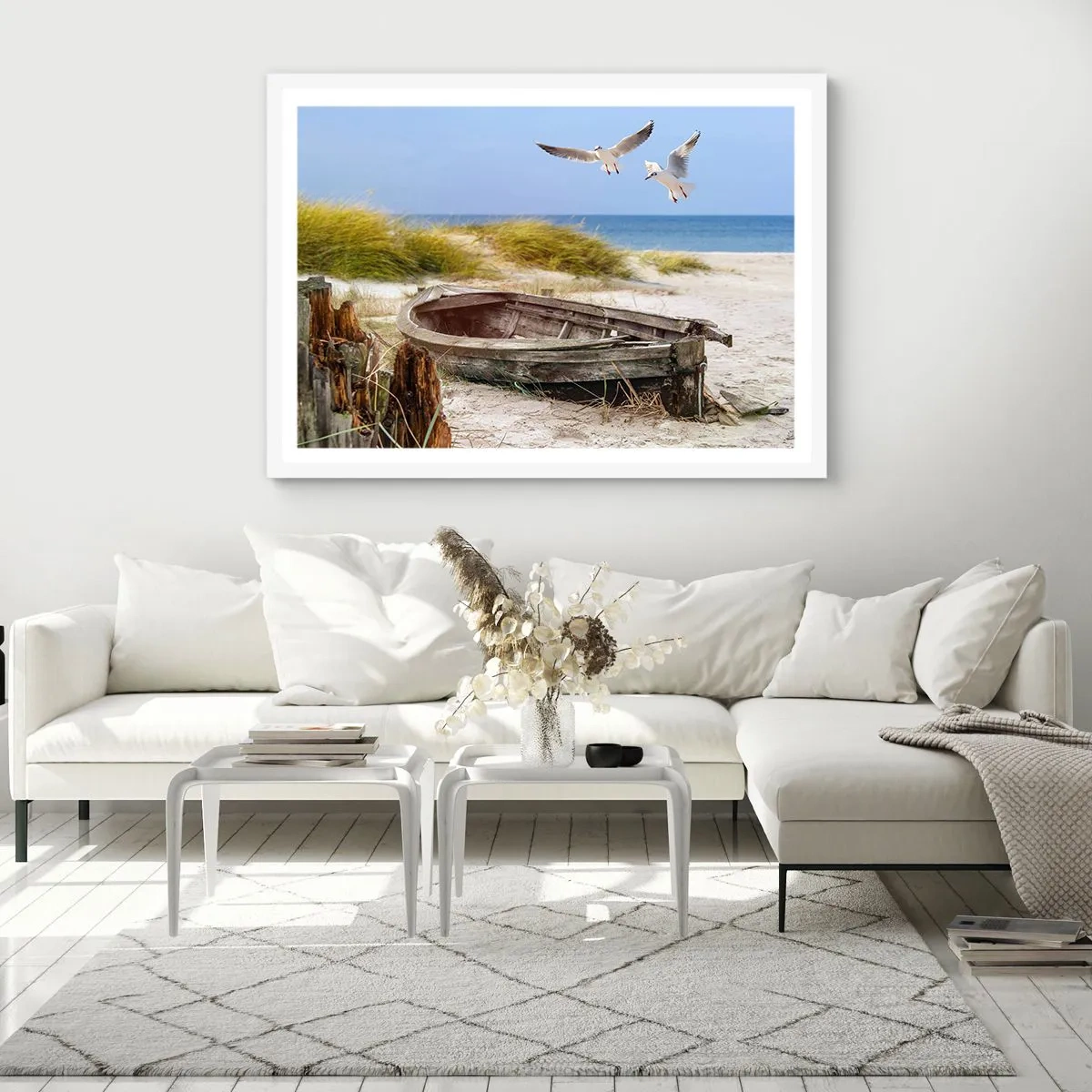 Poster in een witte lijst - Badend in de wind - 40x30 cm