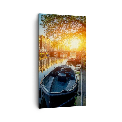 Schilderen op canvas - Ochtend in Amsterdam - 45x80 cm