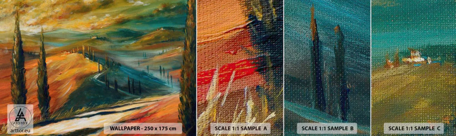 Fotobehang Monster Premium Canvas - Toscaans landschap - Landschap, Toscane, Reizen - 100x30 cm