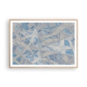 Een poster in een licht eiken lijst - In een blauwgrijs labyrint - 100x70 cm