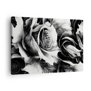 Schilderen op canvas - Zwart-witte rozen in een elegante compositie - 70x50cm - Altijd een koningin - Moderne wanddecoratie voor woonkamer en slaapkamer ARTTOR