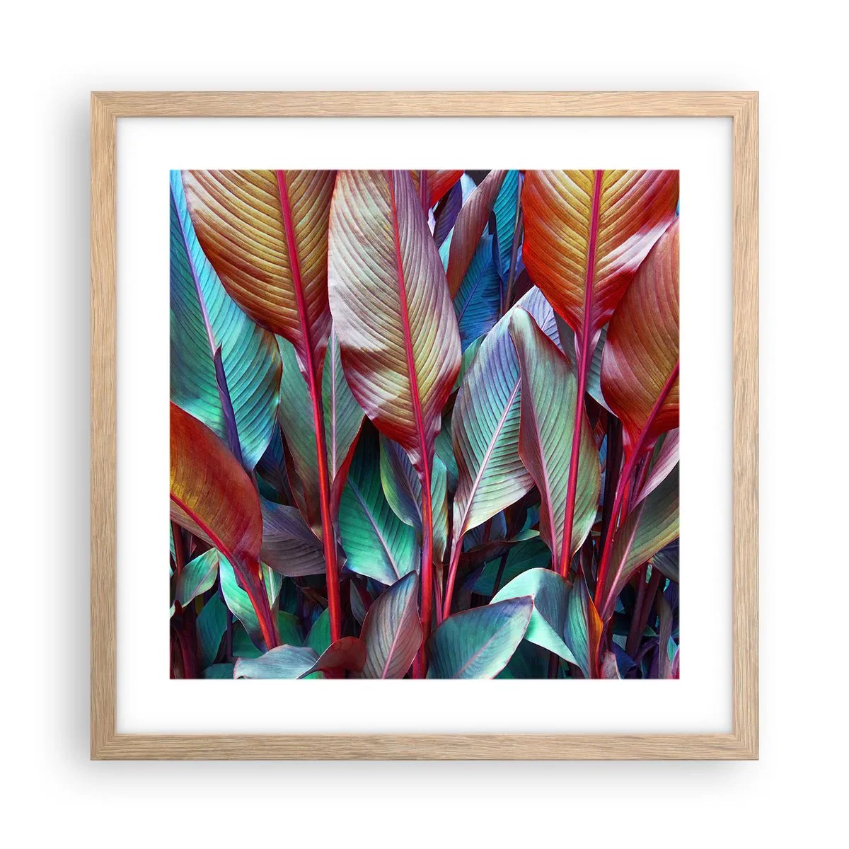Een poster in een licht eiken lijst - Een kleurrijk struikgewas - 40x40 cm