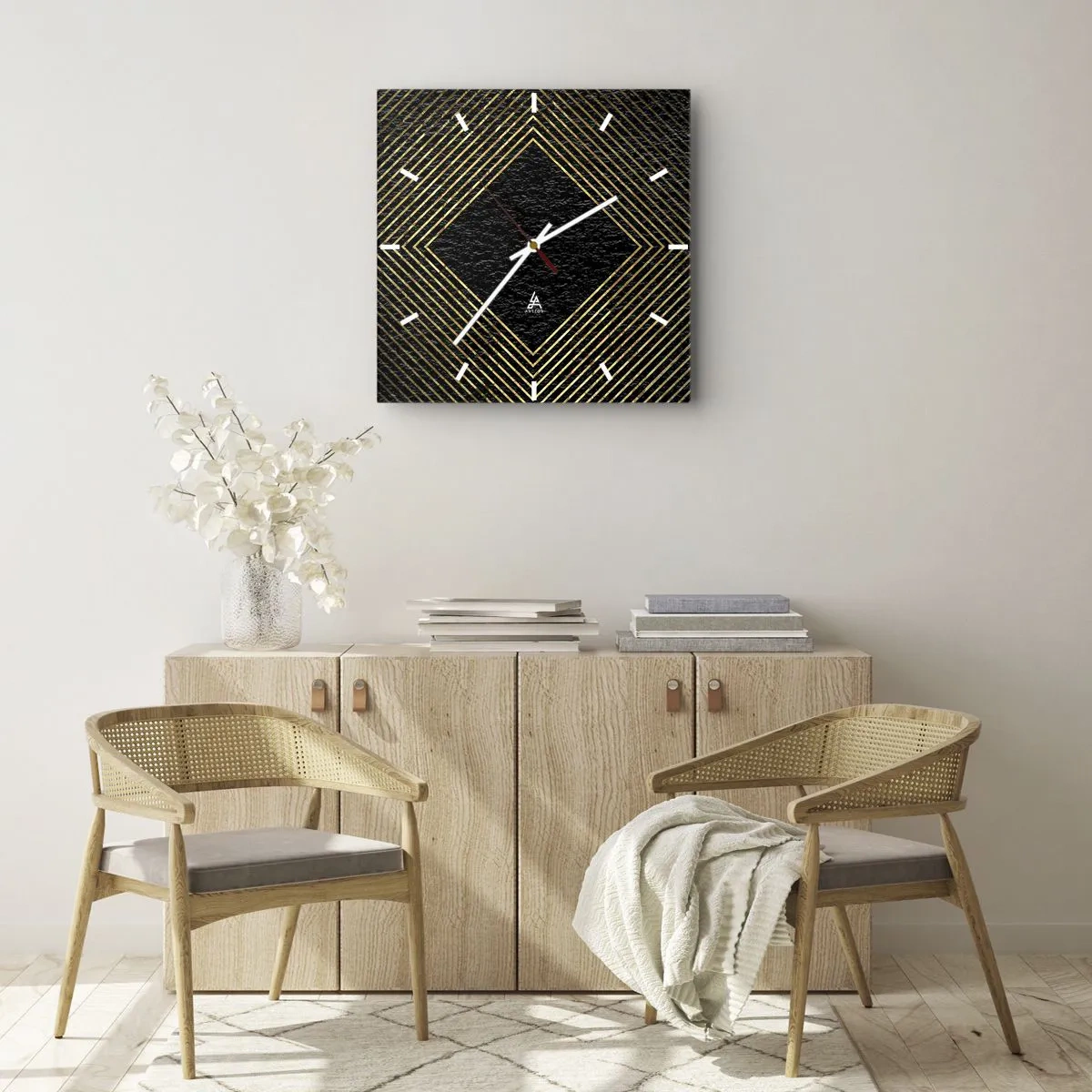Wandklok - Klok - Geometrie in glamoureuze stijl - 30x30 cm