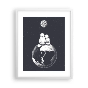 Poster in een witte lijst - Een kosmisch love story  - 40x50 cm