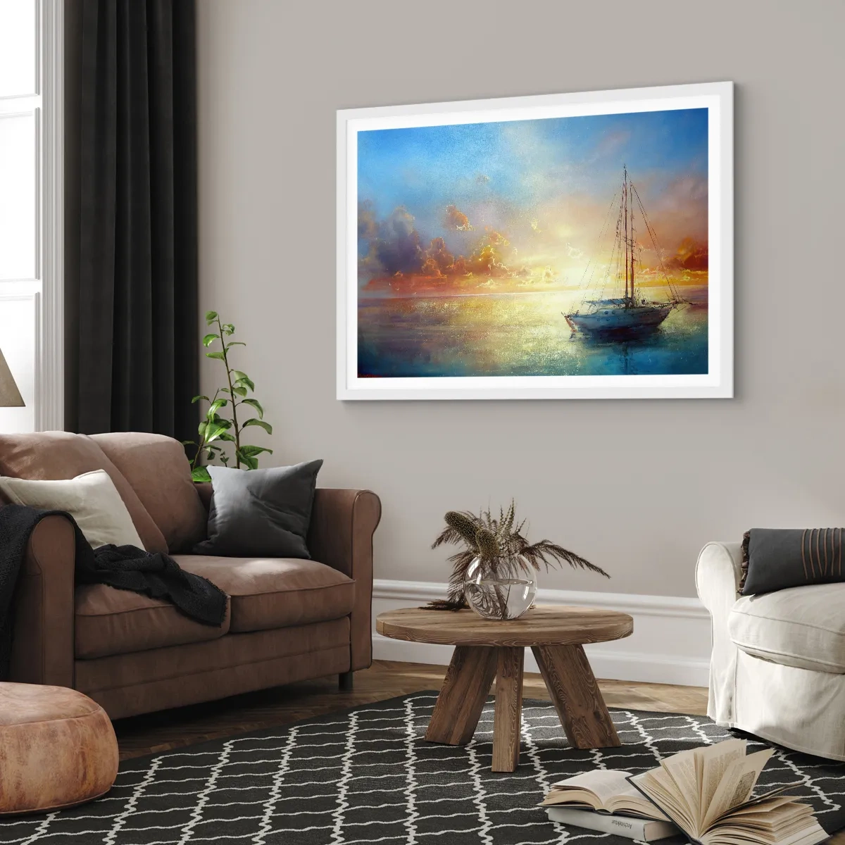 Poster in een witte lijst - In een gouden baai - 91x61 cm