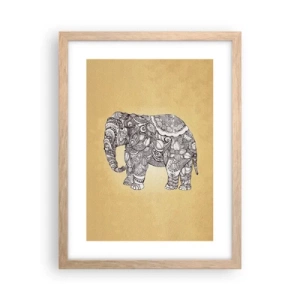 Een poster in een licht eiken lijst - De olifant heeft zichzelf bedekt - 30x40 cm