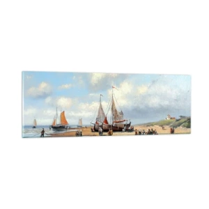 Schilderen op glas - Na een geslaagde vangst - 90x30 cm
