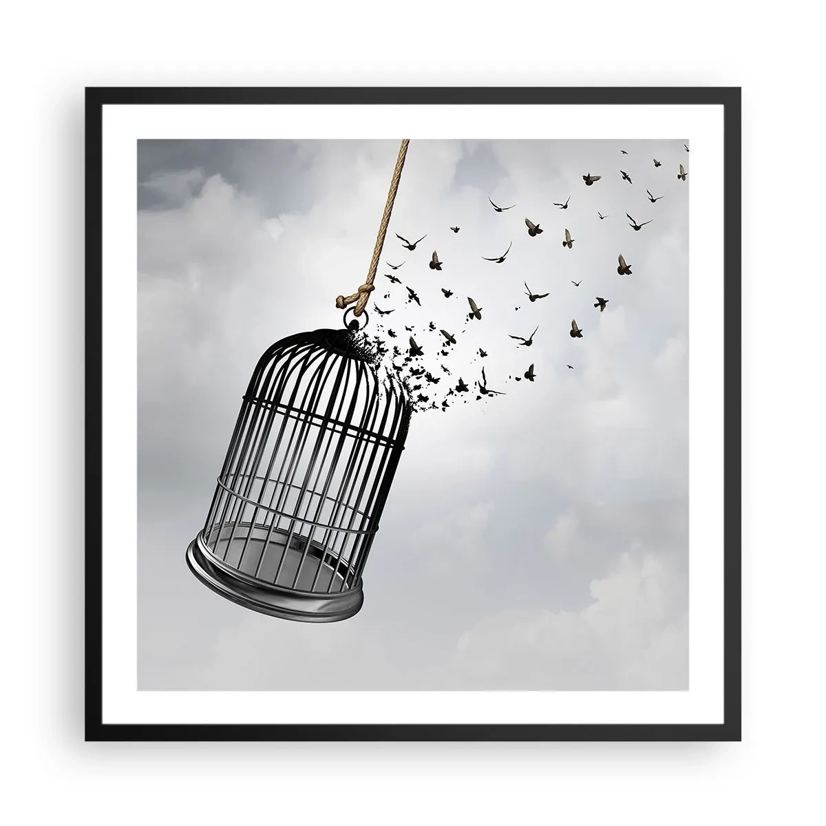 Poster in een zwarte lijst - Geloof ... Hoop ... Vrijheid! - 60x60 cm