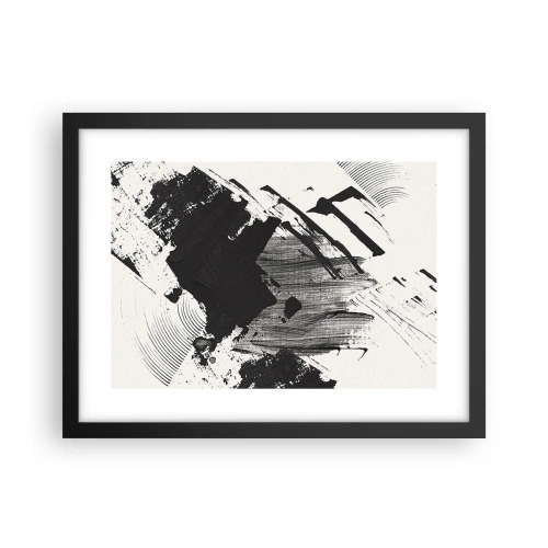Poster in een zwarte lijst - Abstractie – expressie van zwart - 40x30 cm