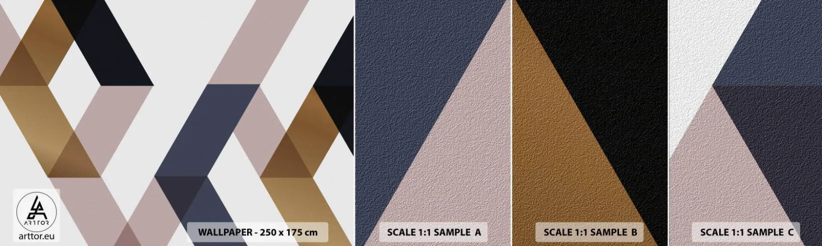 Fotobehang Monster Zelfklevend Deluxe Sticker - Vlakken en hoeken - Abstractie, Deel, Moderne kunst - 100x30 cm