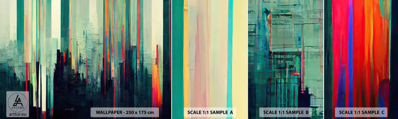 Fotobehang Staaltje Standard Eco - Futuristische stad - Abstractie, Technologie, Stad - 100x30 cm