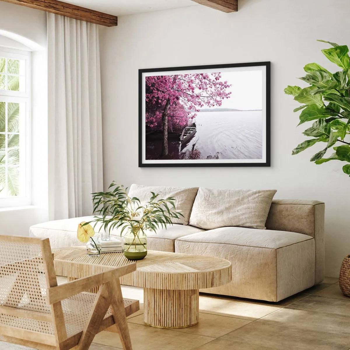 Poster in een zwarte lijst - In roze stilte - 91x61 cm