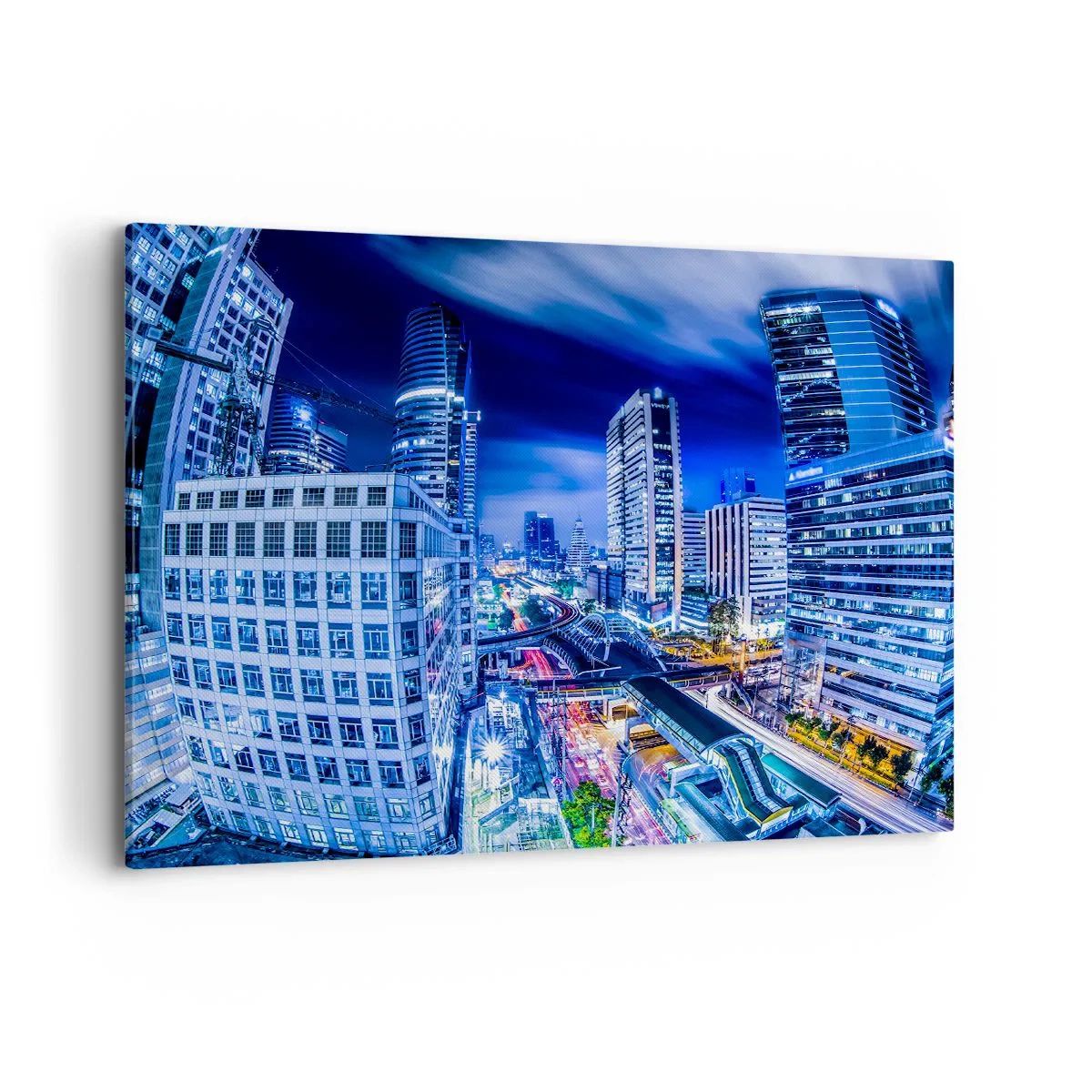 Schilderen op canvas - Ritmes van de nachtstad - 100x70 cm