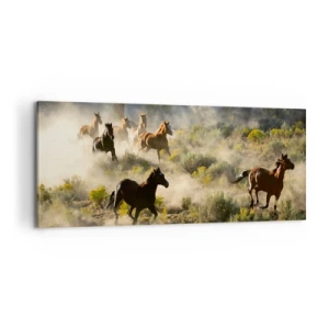 Schilderen op canvas - Rivaliteit - vrijheid of mannelijke kracht? - 100x40 cm