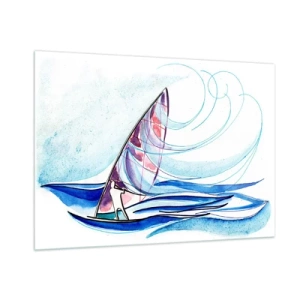 Schilderen op glas - Met de wind op het ritme van de golven - 100x70 cm