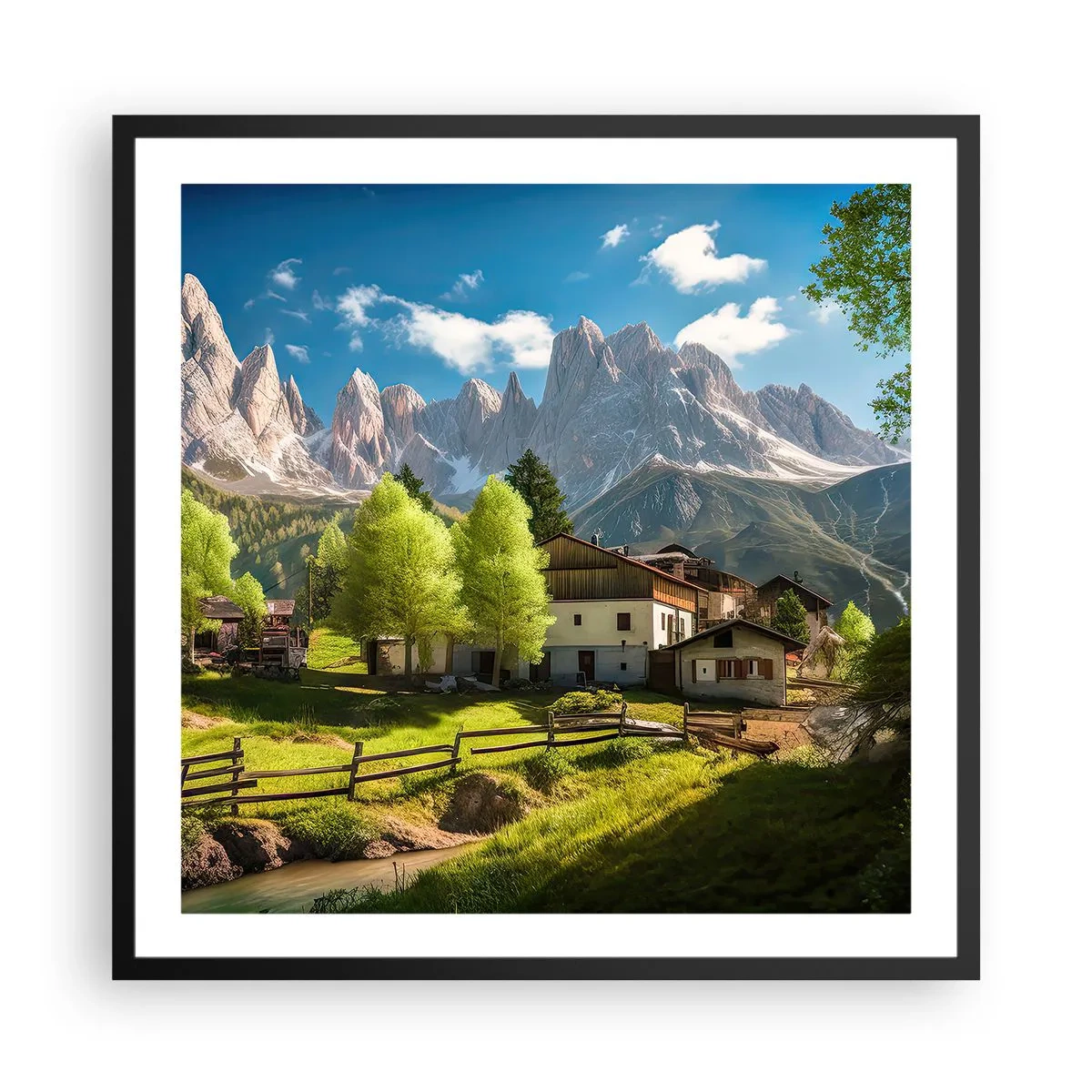 Poster in een zwarte lijst - Alpine idylle - 60x60 cm