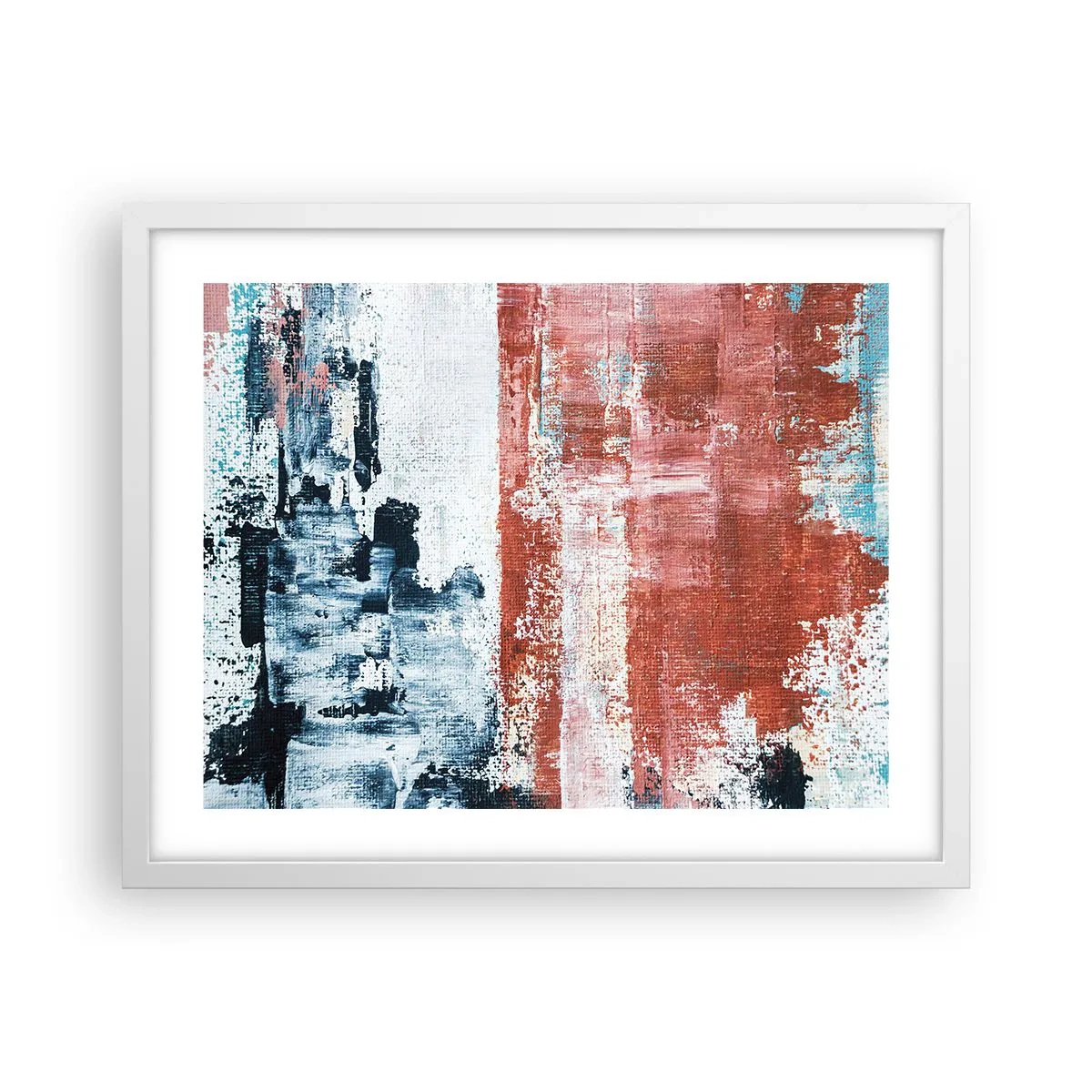 Poster in een witte lijst - Fifty Fifty abstract - 50x40 cm