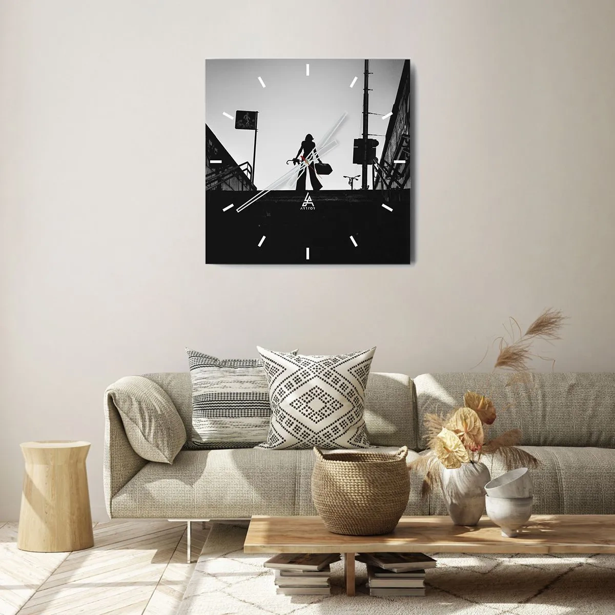 Wandklok - Klok - Stedelijk dwalen - 30x30 cm