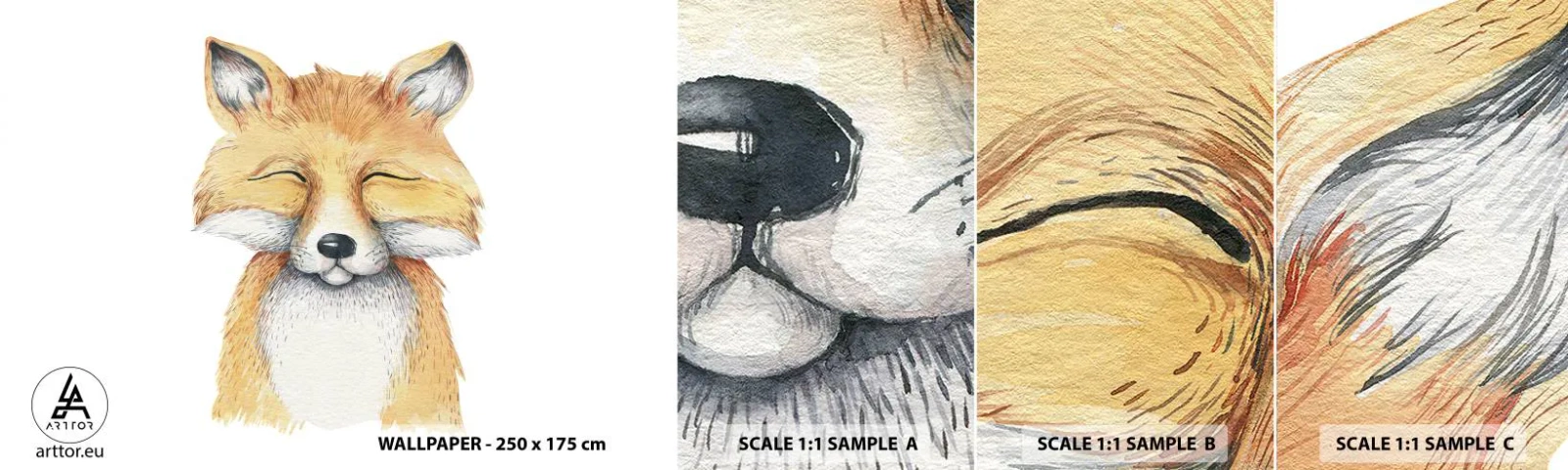 Fotobehang Staaltje Standard Eco - Vossenstemmingen - Voor kinderen, Vos, Vriendschap - 100x30 cm