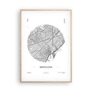 Een poster in een licht eiken lijst - Anatomie van Barcelona - 70x100 cm