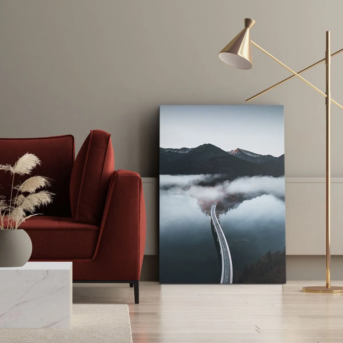 Schilderen op canvas - Over water zo glad als een spiegel - 45x80 cm