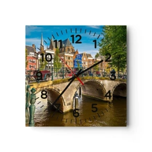 Wandklok - Klok - Lente aan de gracht - 30x30 cm